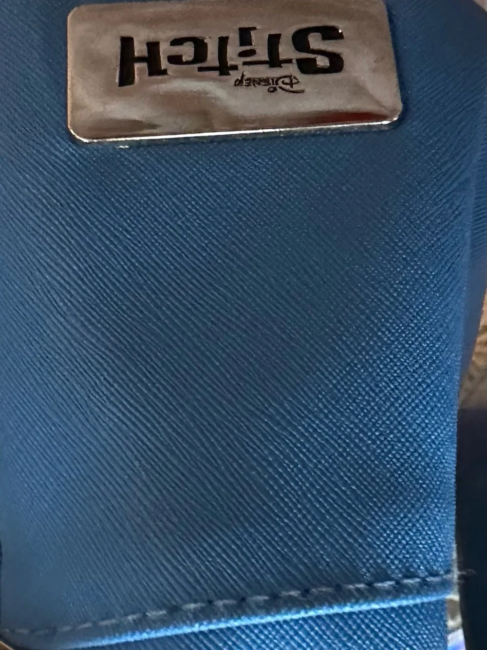 Disney Stitch Mini Backpack Blue Faux Leather Holographic Straps Lilo & Stitch